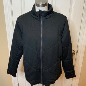 Three Dots Black Quilted Step Hem Knit Zip-Up Jacket, Size XL, NWT!  Size XL